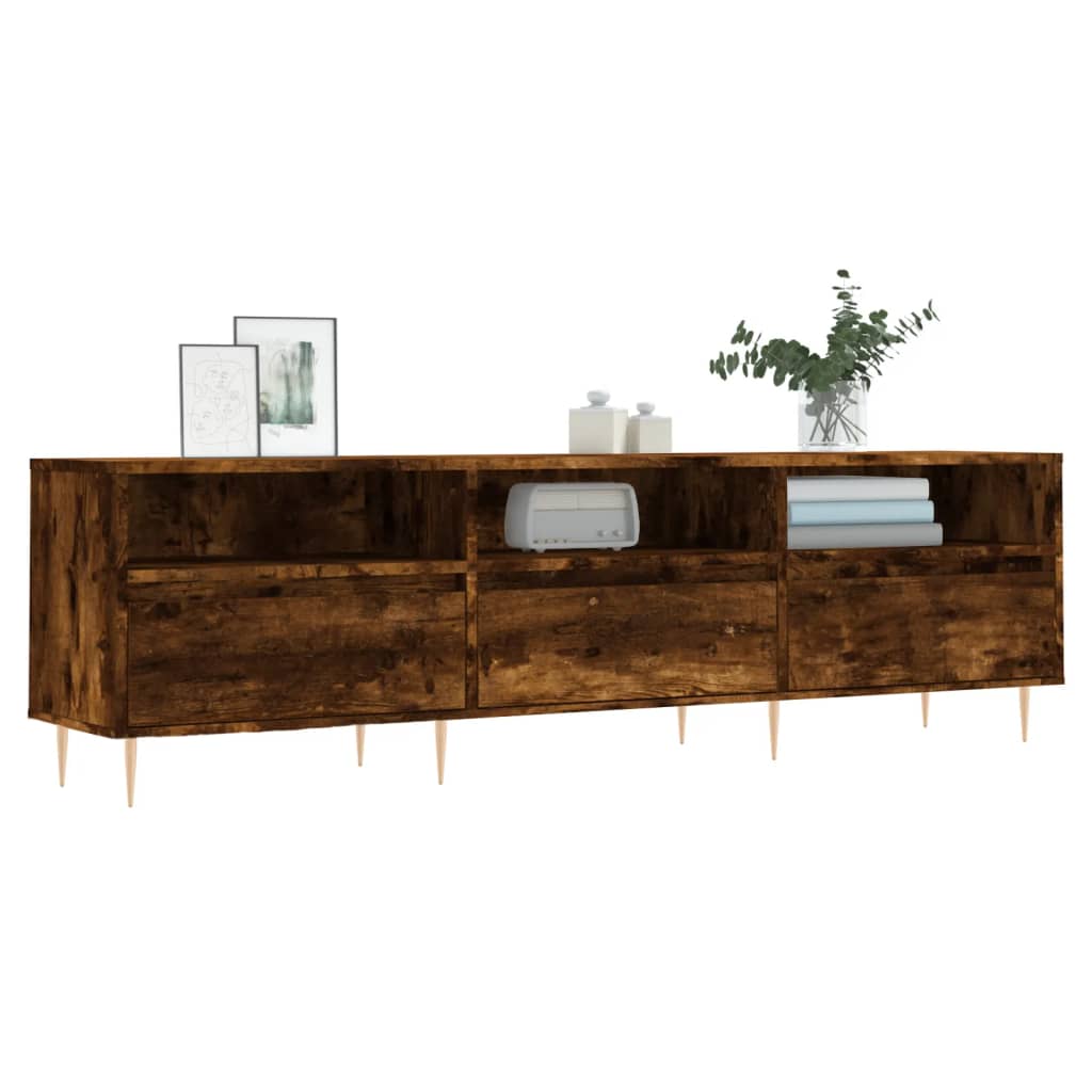 vidaXL Comodă TV, stejar fumuriu, 150x30x44,5 cm, lemn prelucrat