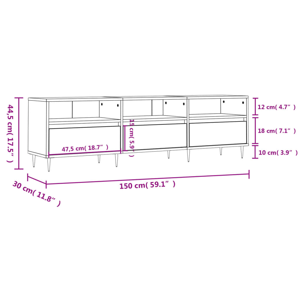 TV skříňka kouřový dub 150 x 30 x 44,5 cm kompozitní dřevo