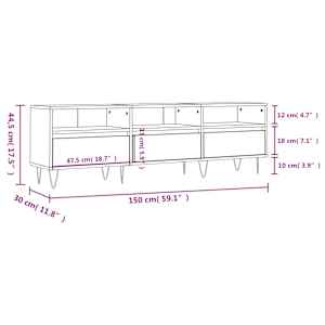 TV skříňka betonově šedá 150 x 30 x 44,5 cm kompozitní dřevo - obrázek 11