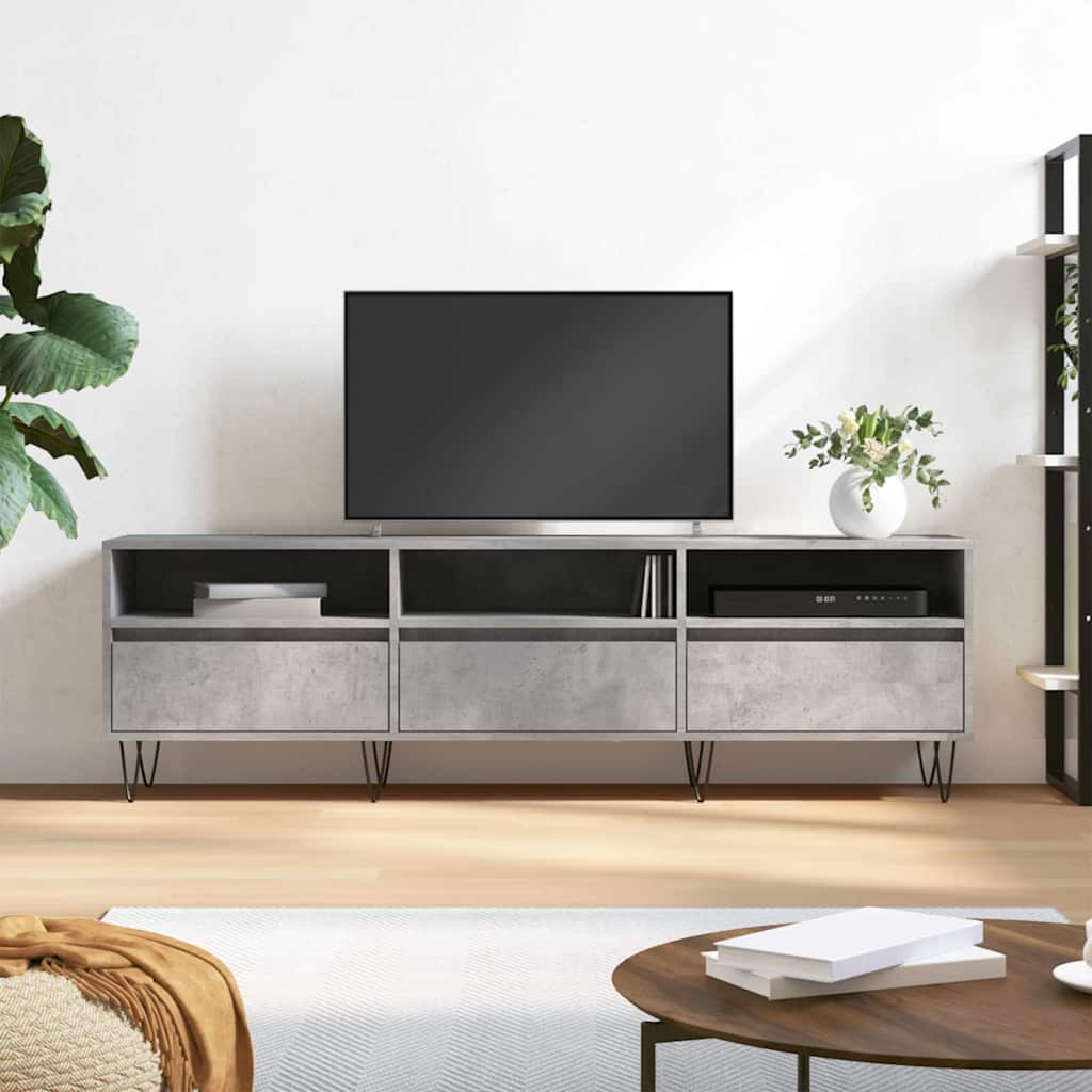 vidaXL Comodă TV, gri beton, 150x30x44,5 cm, lemn prelucrat