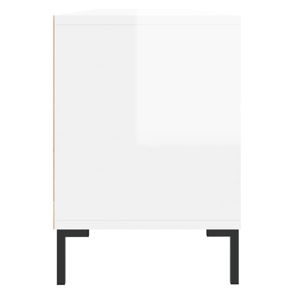 Comodă TV, alb extralucios, 150x30x44,5 cm, lemn prelucrat