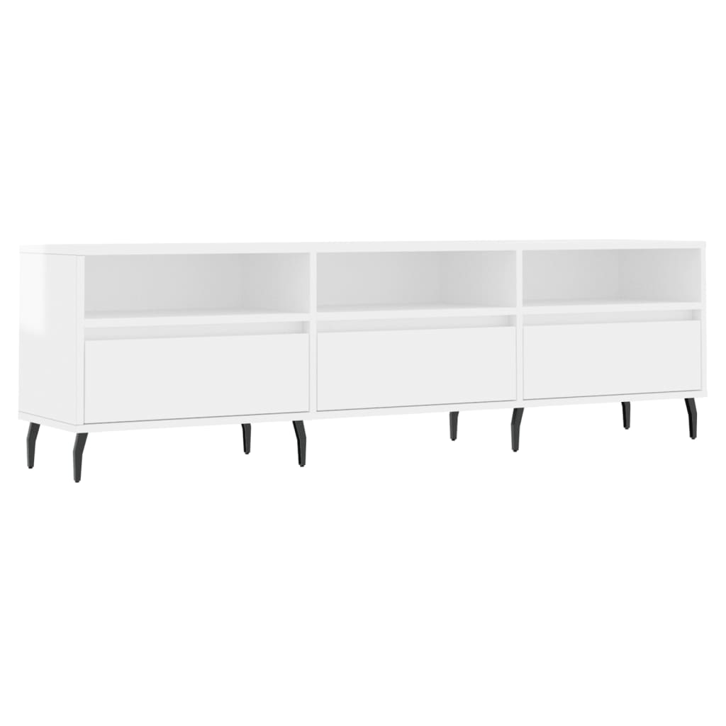 vidaXL TV skĹ™Ă­Ĺ�ka bĂ­lĂˇ vysokĂ˝ lesk 150 x 30 x 44,5 cm kompozitnĂ­ dĹ™evo