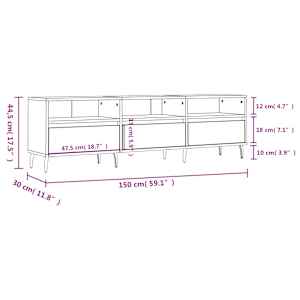 TV skříňka betonově šedá 150 x 30 x 44,5 cm kompozitní dřevo - obrázek 11