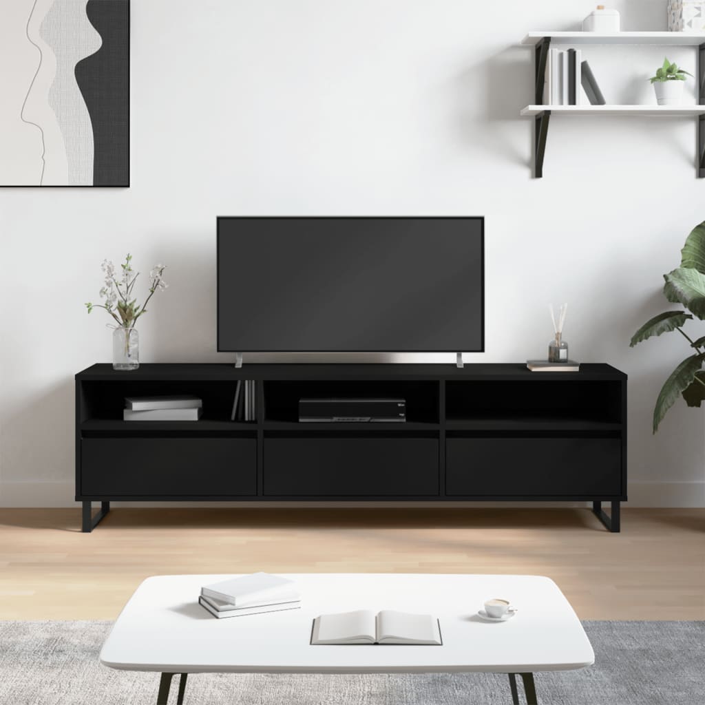 vidaXL Comodă TV, negru, 150x30x44,5 cm, lemn prelucrat