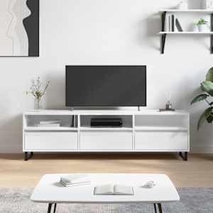 TV skříňka bílá vysoký lesk 150 x 30 x 44,5 cm kompozitní dřevo - obrázek 1