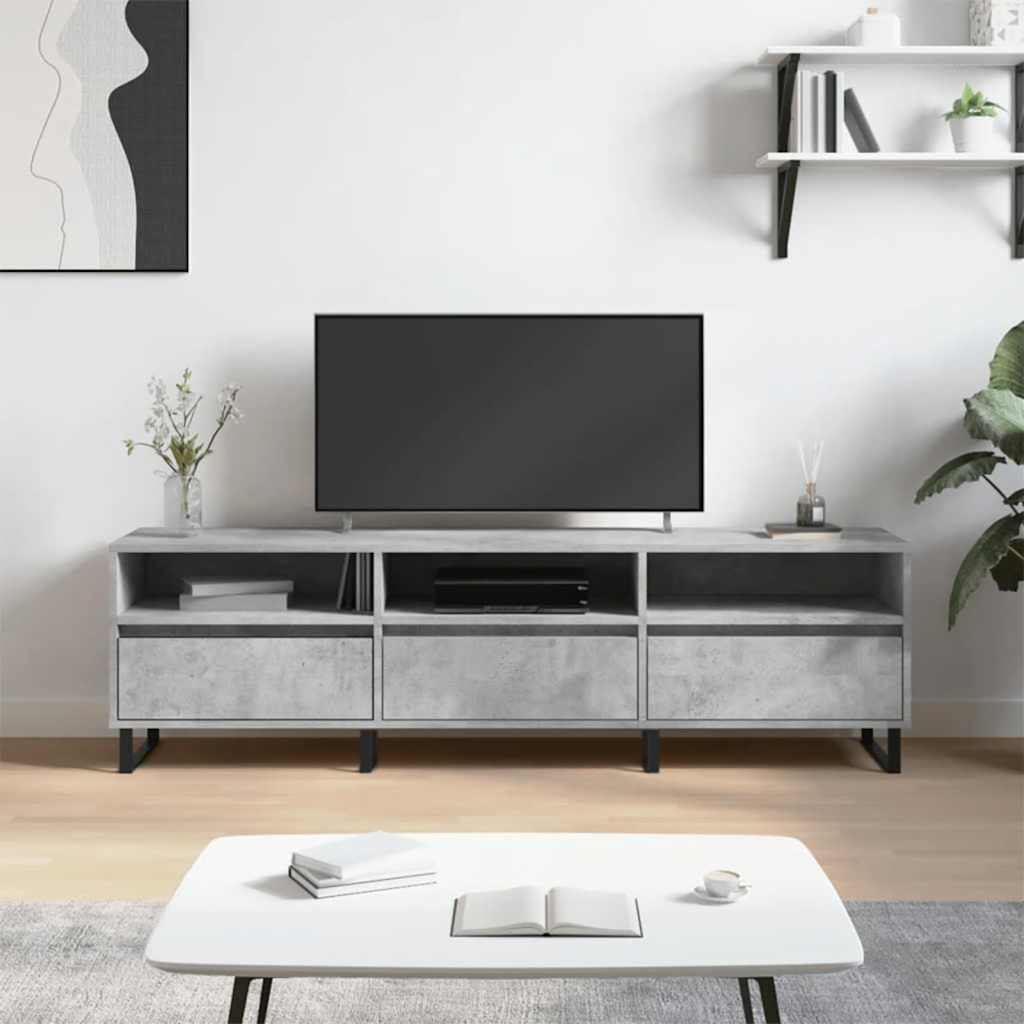 vidaXL Comodă TV, gri beton, 150x30x44,5 cm, lemn prelucrat