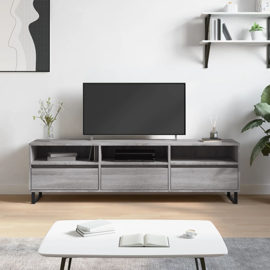 Szürke sonoma színű szerelt fa TV-szekrény 150x30x44,5 cm 