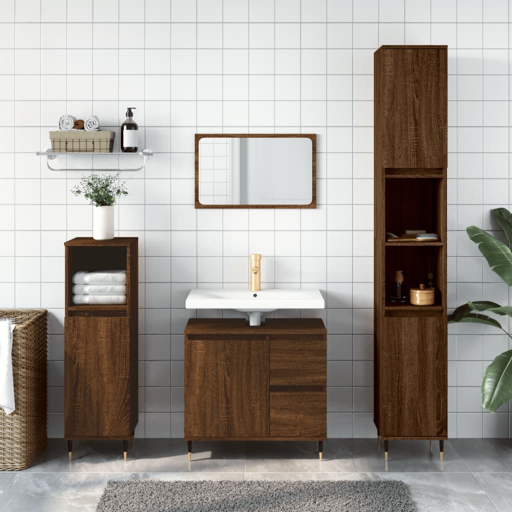 Photos - Washbasin cabinet VidaXL Bathroom Cabinet Brown Oak 30x30x190 cm Engineered Wood 