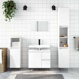 Kopalniška omarica bela 30x30x190 cm inženirski les