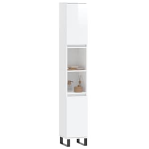 vidaXL Dulap de baie, alb extralucios, 30x30x190 cm, lemn prelucrat