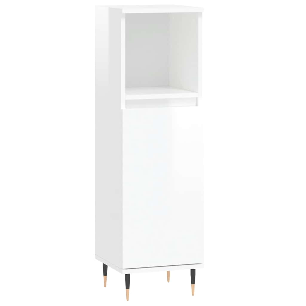 vidaXL Koupelnová skříňka lesklá bílá 30x30x100 cm kompozitní dřevo