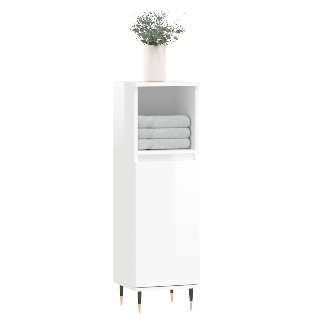 Thumbnail - vidaXL Badschrank Hochglanz-Weiß 30x30x100 cm Holzwerkstoff