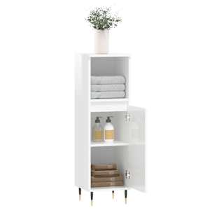 Koupelnová skříňka lesklá bílá 30x30x100 cm kompozitní dřevo - obrázek 4