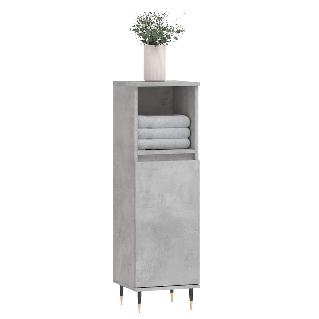 vidaXL Badkamerkast 30x30x100 cm bewerkt hout betongrijs afbeelding