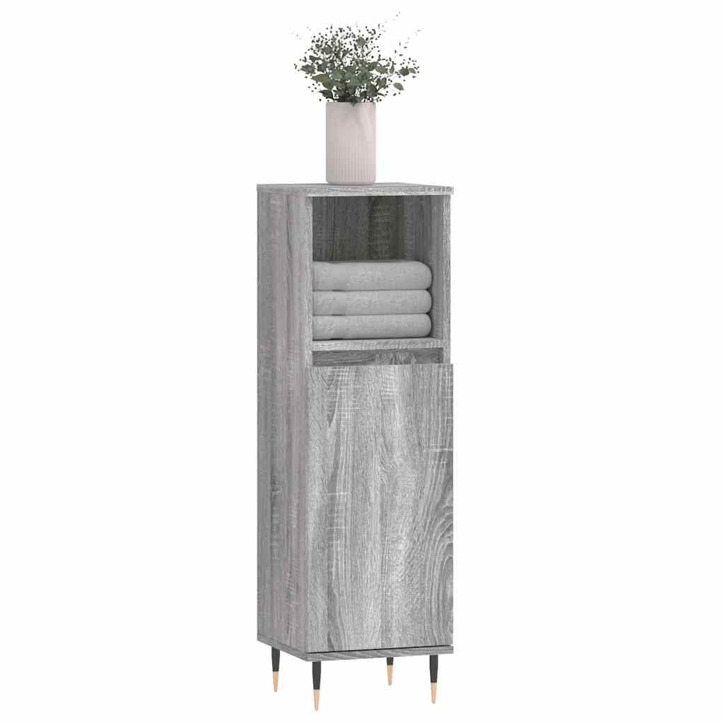 vidaXL Badkamerkast 30x30x100 cm bewerkt hout grijs sonoma eikenkleur afbeelding
