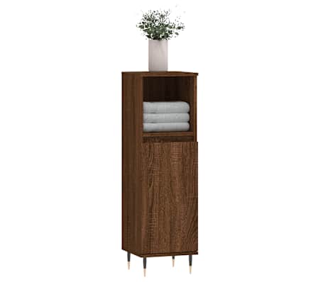 vidaXL Badkamerkast 30x30x100 cm bewerkt hout bruin eikenkleur