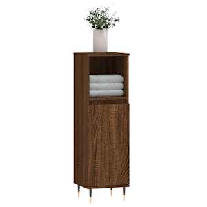 vidaXL Badkamerkast 30x30x100 cm bewerkt hout bruin eikenkleur