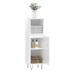 Koupelnová skříňka lesklá bílá 30x30x100 cm kompozitní dřevo - obrázek 4