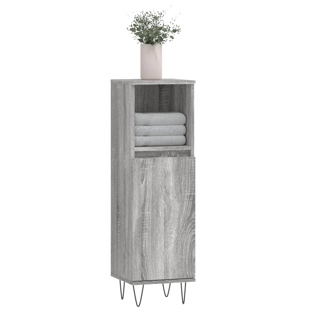vidaXL szürke sonoma színű szerelt fa fürdőszobaszekrény 30x30x100 cm