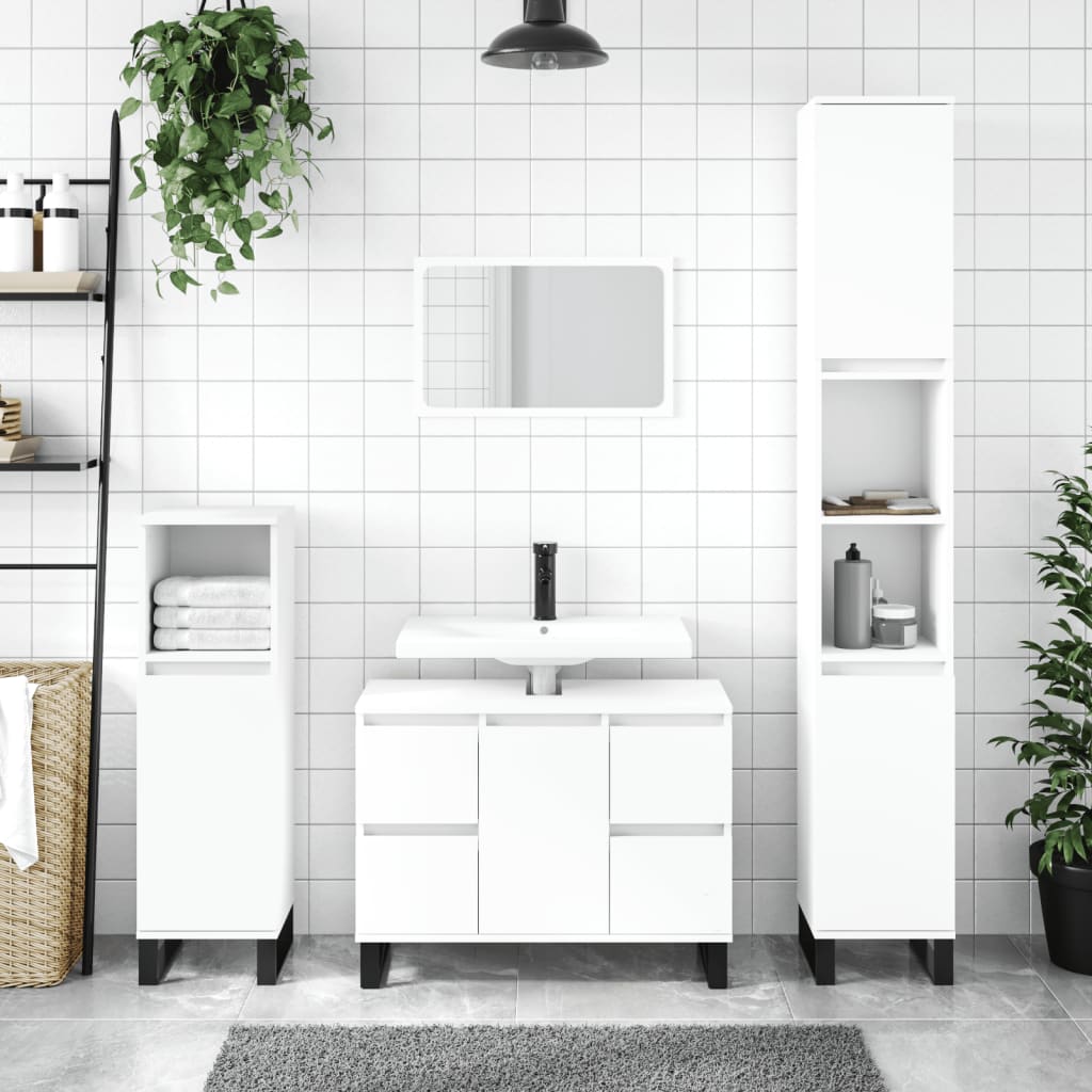 vidaXL badeværelsesskab 30x30x100 cm konstrueret træ hvid