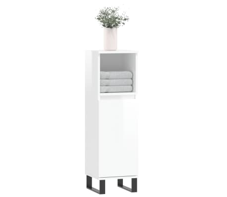 vidaXL vannasistabas skapītis, balts, 30x30x100 cm, inženierijas koks