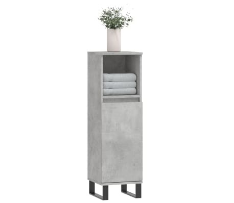 vidaXL Dulap de baie, gri beton, 30x30x100 cm, lemn prelucrat