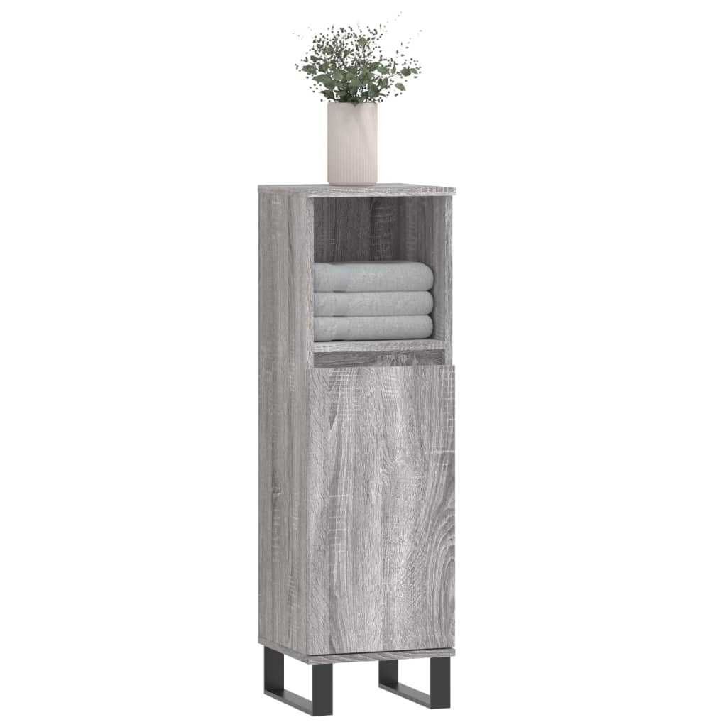 vidaXL Badkamerkast 30x30x100 cm bewerkt hout grijs sonoma eikenkleur afbeelding