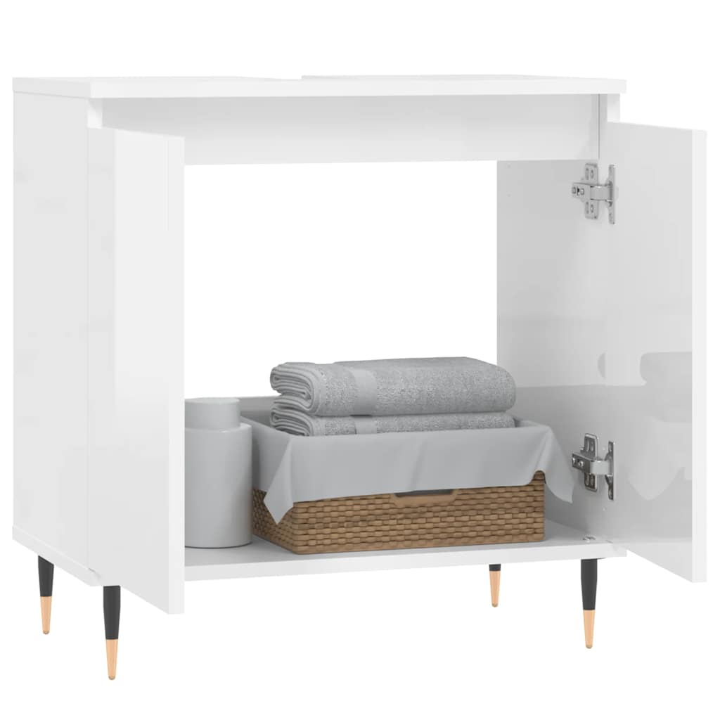 vidaXL Badkamerkast 58x33x60 cm bewerkt hout hoogglans wit afbeelding