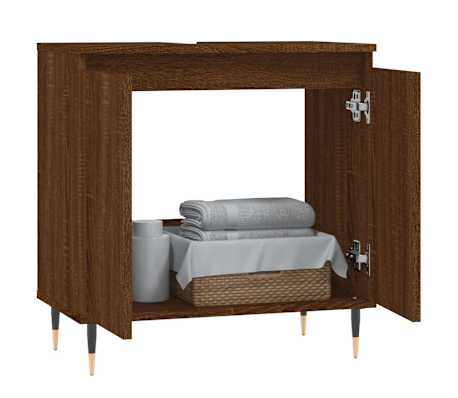 vidaXL Badschrank Braun Eichen-Optik 58x33x60 cm Holzwerkstoff