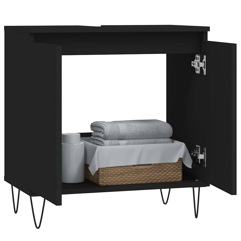 vidaXL Kylpyhuoneen kaappi musta 58x33x60 cm tekninen puu