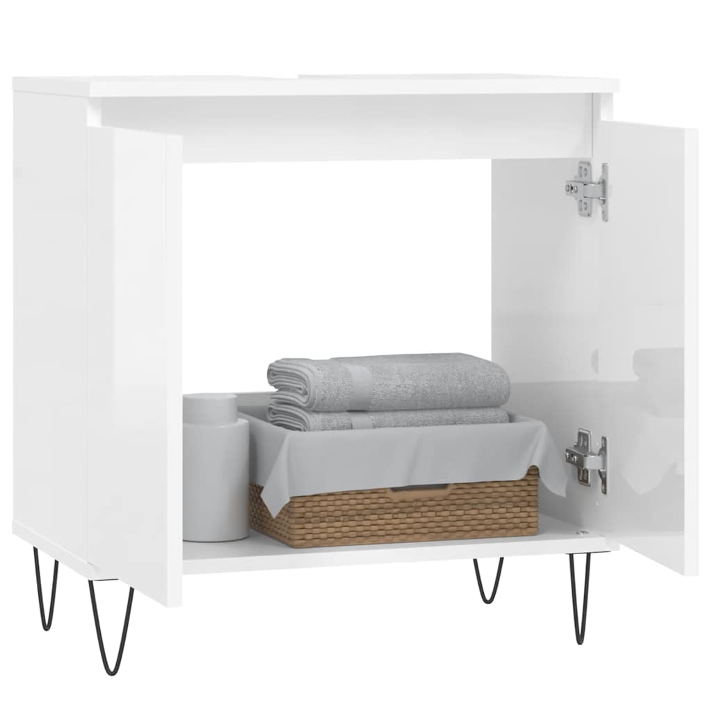 vidaXL Badkamerkast 58x33x60 cm bewerkt hout hoogglans wit afbeelding