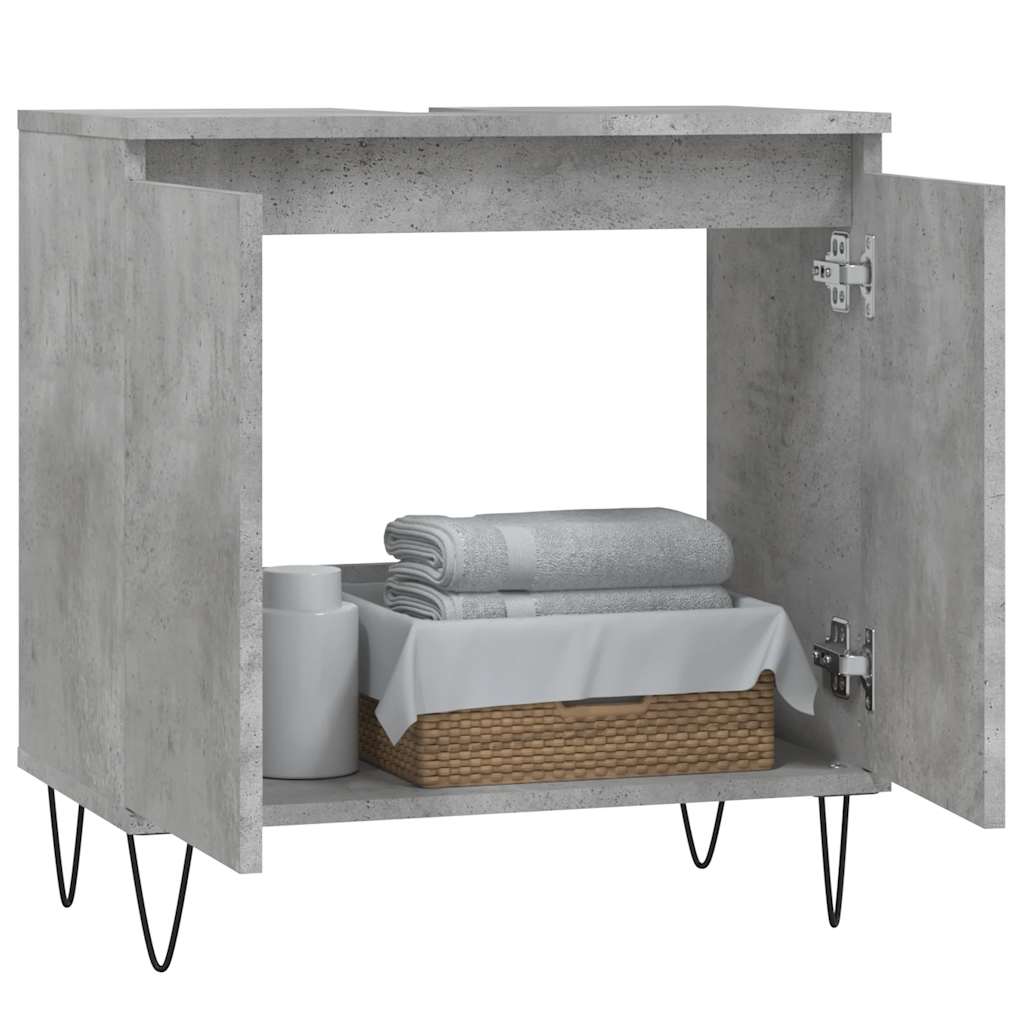 vidaXL Badkamerkast 58x33x60 cm bewerkt hout betongrijs afbeelding