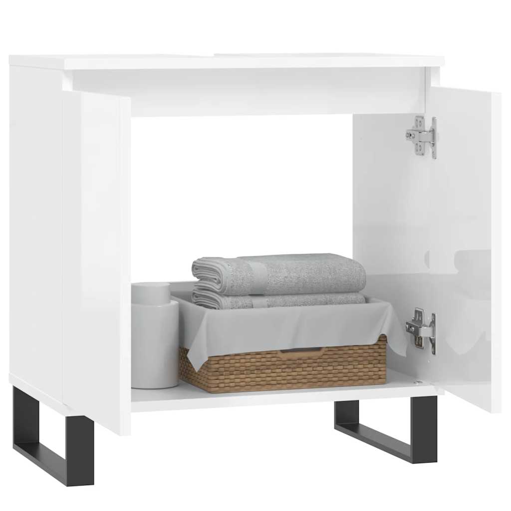 vidaXL Badkamerkast 58x33x60 cm bewerkt hout hoogglans wit afbeelding