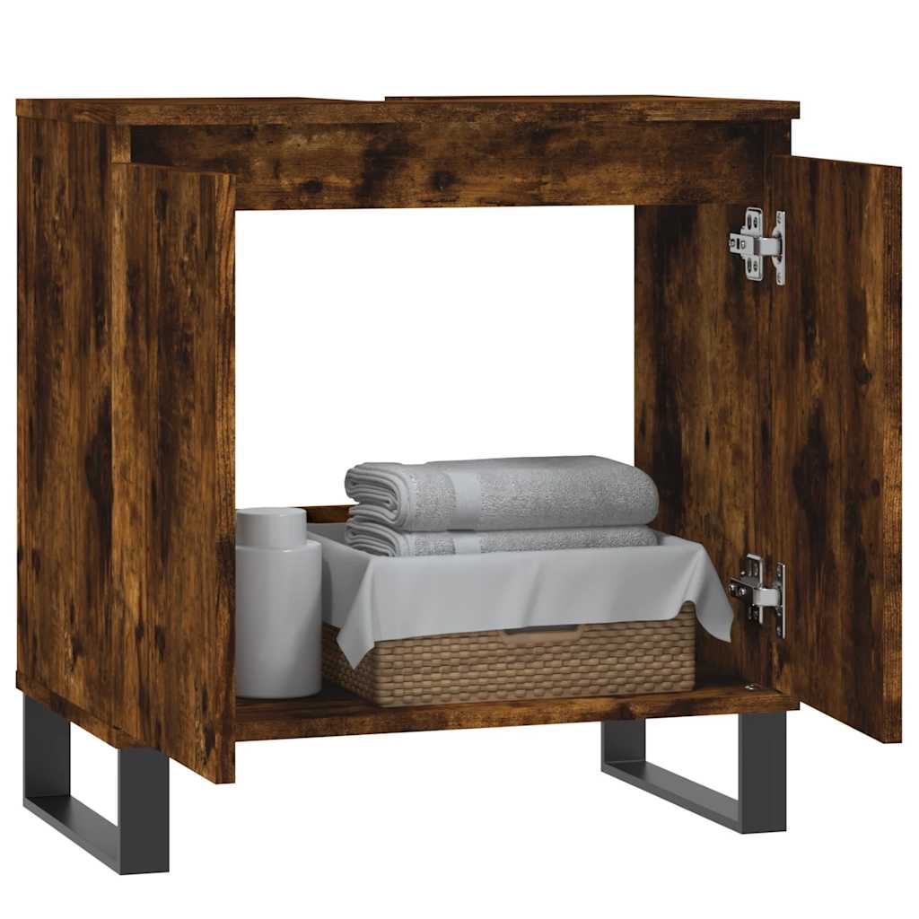 vidaXL Badkamerkast 58x33x60 cm bewerkt hout gerookt eikenkleurig afbeelding