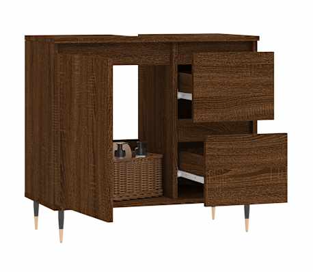 vidaXL Bathroom Cabinet Brown Oak 65x33x60 cm Engineered Wood