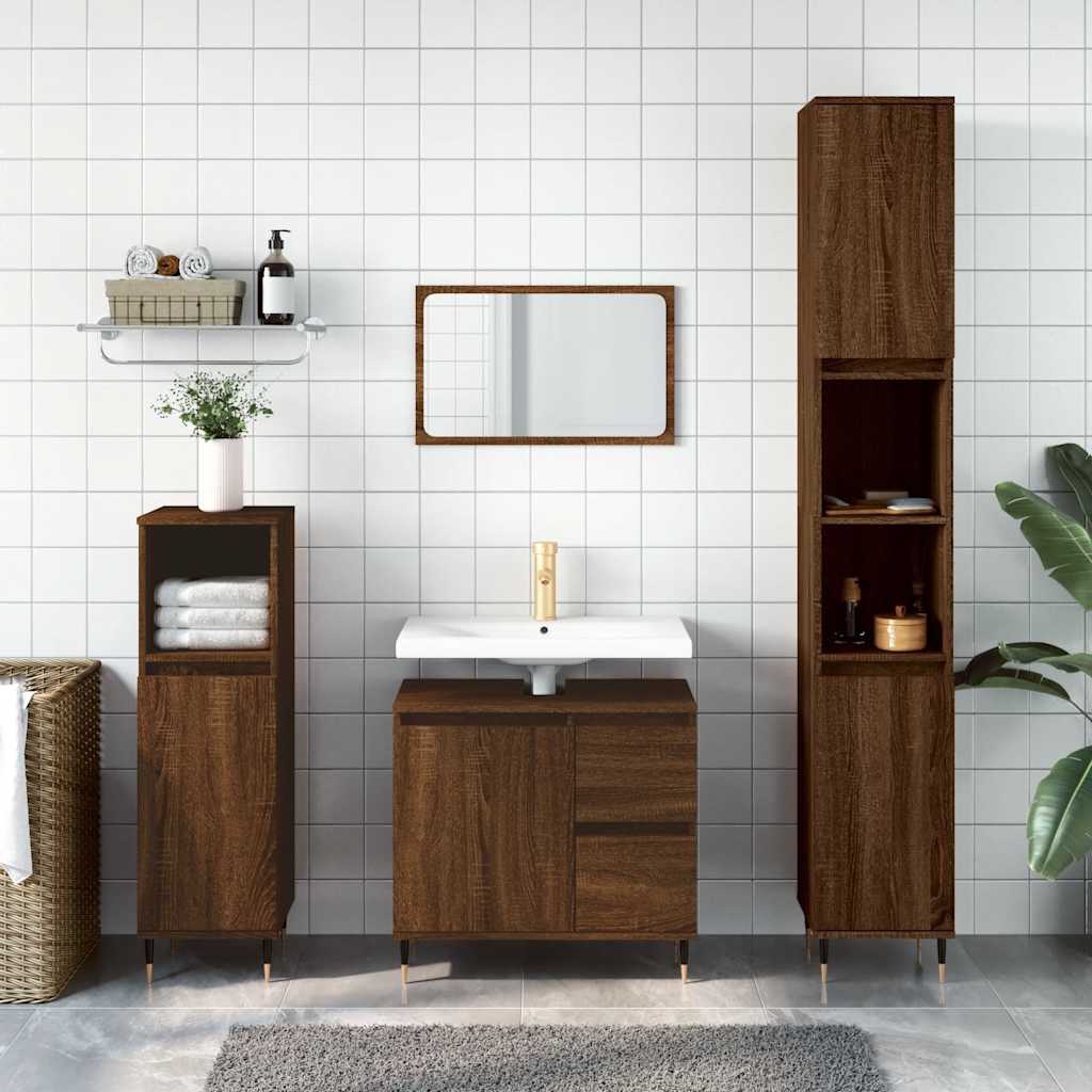 Armoire de bain chêne marron 65x33x60 cm bois d'ingénierie