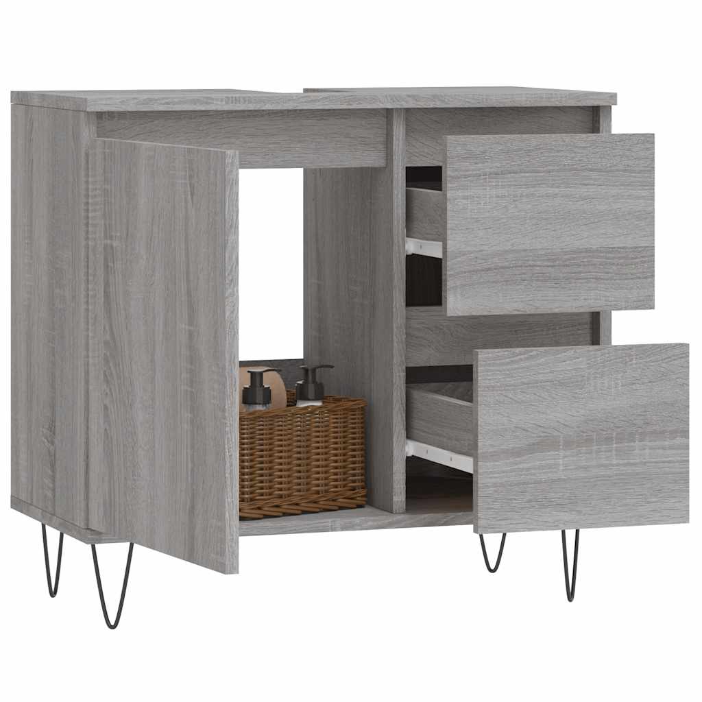 vidaXL Kylpyhuoneen kaappi harmaa Sonoma 65x33x60 cm tekninen puu