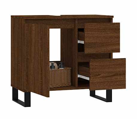 vidaXL Badkamerkast 65x33x60 cm bewerkt hout bruin eikenkleur