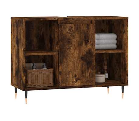 vidaXL Ντουλάπι Μπάνιου Καπνιστή Δρυς 80 x 33 x 60 εκ. Επεξεργ. Ξύλο