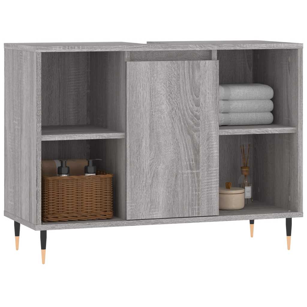 vidaXL Badkamerkast 80x33x60 cm bewerkt hout grijs sonoma eikenkleurig afbeelding