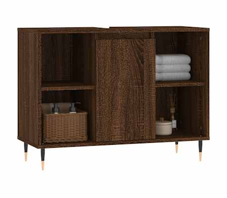vidaXL Armoire salle de bain ch&ecirc;ne marron 80x33x60cm bois d'ing&eacute;nierie