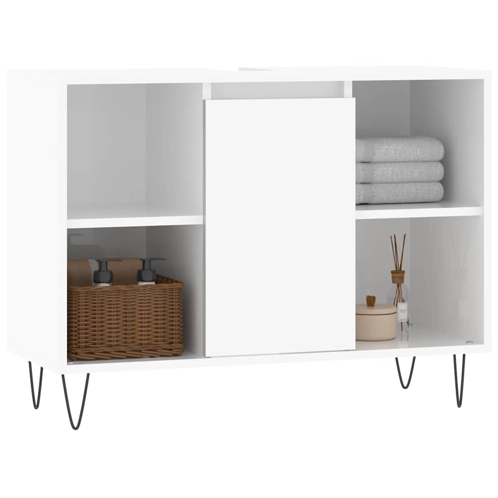 Thumbnail - vidaXL Badschrank Hochglanz-Weiß 80x33x60 cm Holzwerkstoff