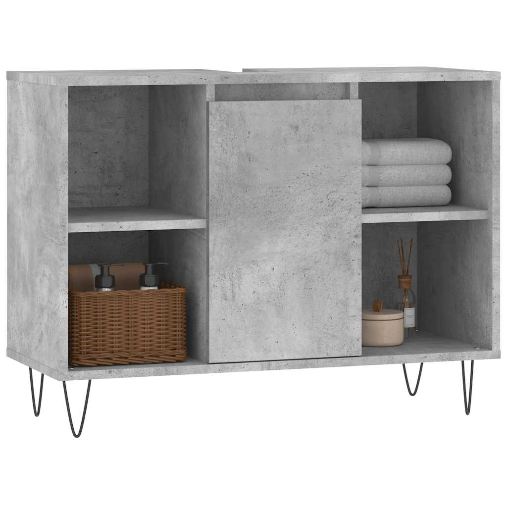 vidaXL Badkamerkast 80x33x60 cm bewerkt hout betongrijs afbeelding