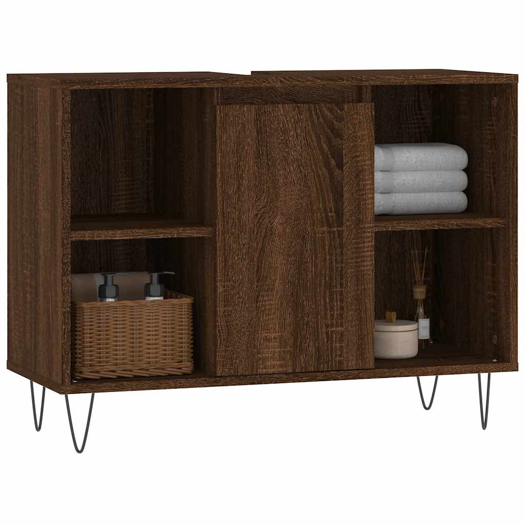 vidaXL barna tölgyszínű szerelt fa mosdószekrény 80 x 33 x 60 cm