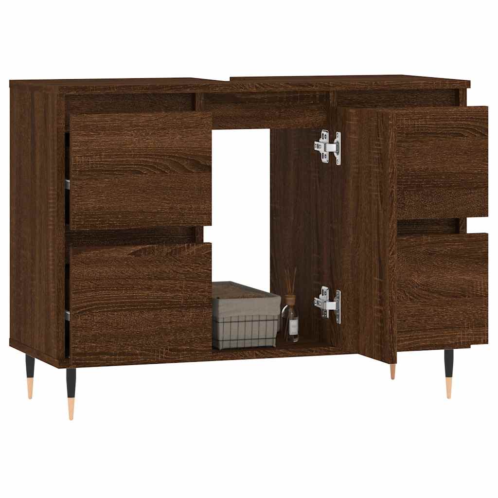 vidaXL Badkamerkast 80x33x60 cm bewerkt hout bruin eikenkleur afbeelding