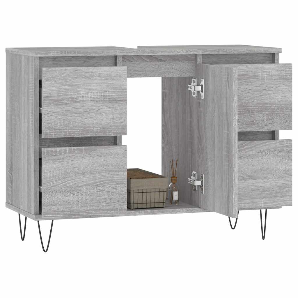 vidaXL Kylpyhuoneen kaappi harmaa Sonoma 80x33x60 cm tekninen puu
