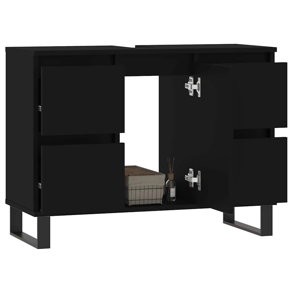 vidaXL fekete szerelt fa mosdószekrény 80 x 33 x 60 cm
