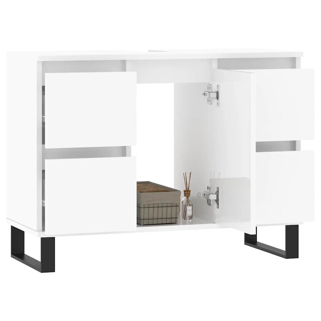 vidaXL Badkamerkast 80x33x60 cm bewerkt hout hoogglans wit afbeelding