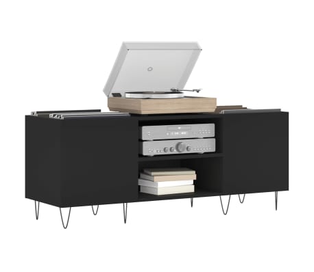 vidaXL Έπιπλο Δίσκων Μαύρο 121 x 38 x 48 εκ. από Επεξεργασμένο Ξύλο
