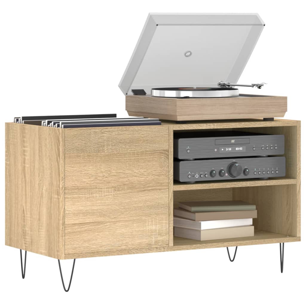 vidaXL Platenkast 85x38x48 cm bewerkt hout sonoma eikenkleurig afbeelding